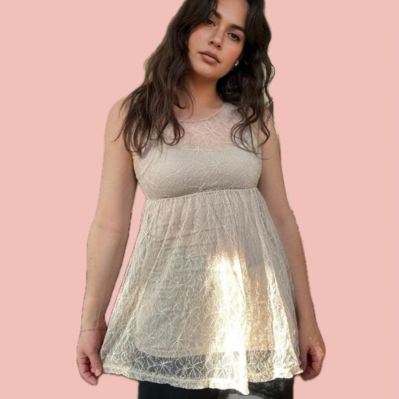 Vintage 2000s Forever 21 Lace Dress – Ethereal Fairycore Top - Picture 1 of 8